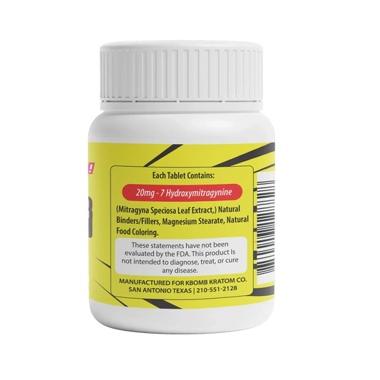 7-OH Kratom Tablets (20mg) - KBomb Kratom